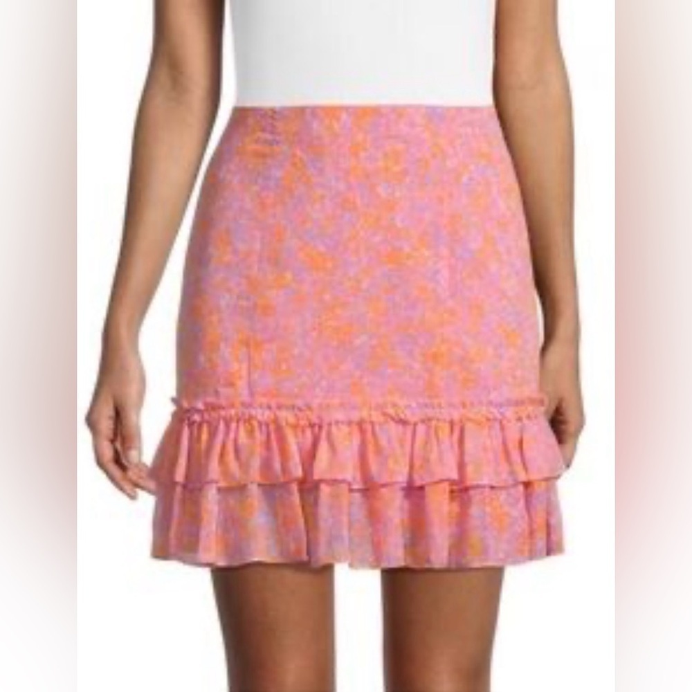 Likely Floral Ruffle Mini Skirt Size 2 NWOT